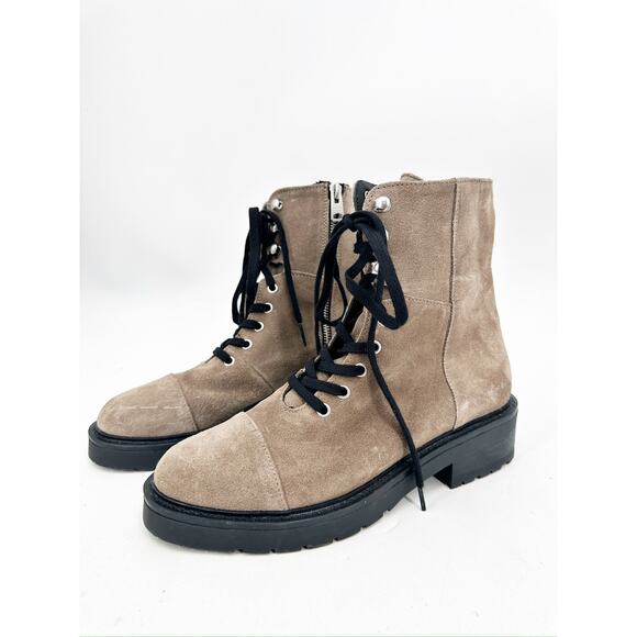 All Saints Dusty Cap Toe Combat Lug Sole Lace Up Brown Boots Size 8 - Picture 6 of 7